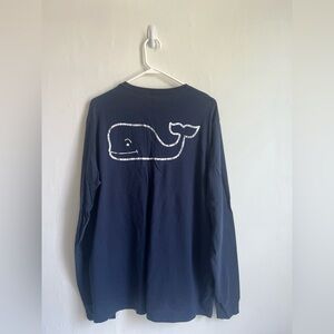 LARGE vineyard vines men’s vintage logo whale long sleeve shirt top navy blue